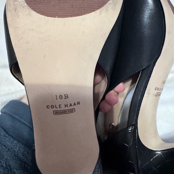 Cole Haan VIERA POINTED TOE PUMP IN BLACK PRINCESS/ FIRENZE CROC Size 10B Leathe - Picture 7 of 12